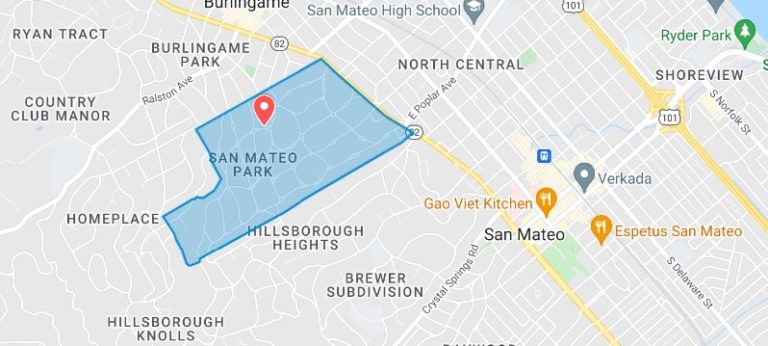 Map of The San Mateo Park Neighborhood in San Mateo, CA