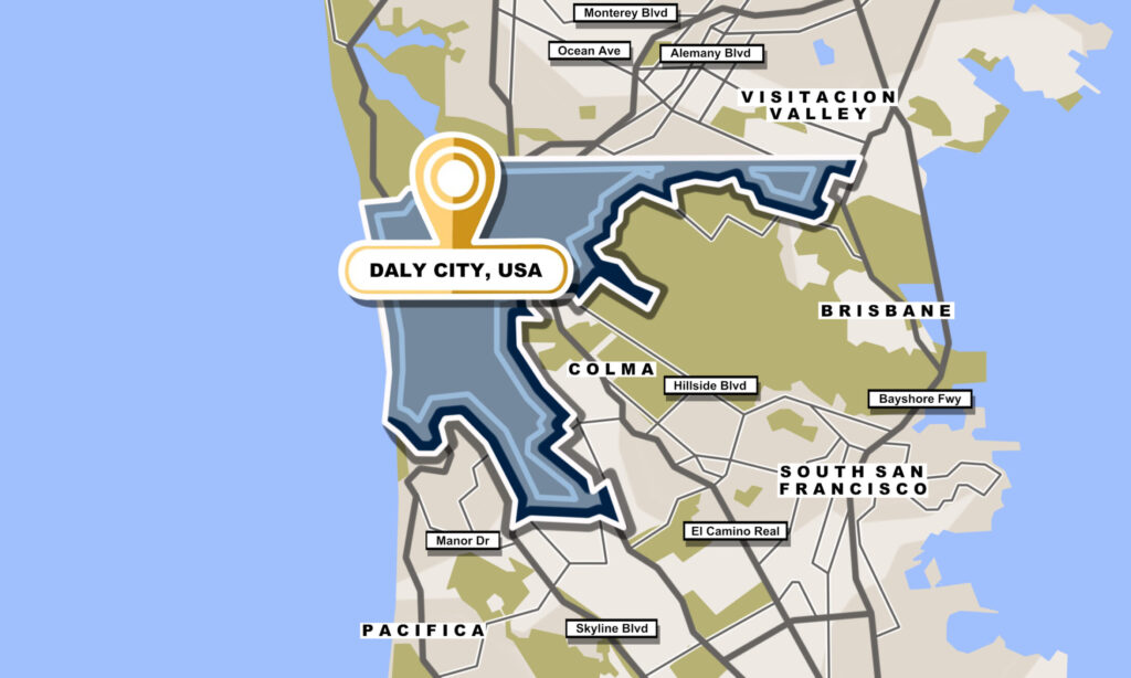 Custom Map Infographics for the Homes for Sale in Daly City, CA Community Guide Page